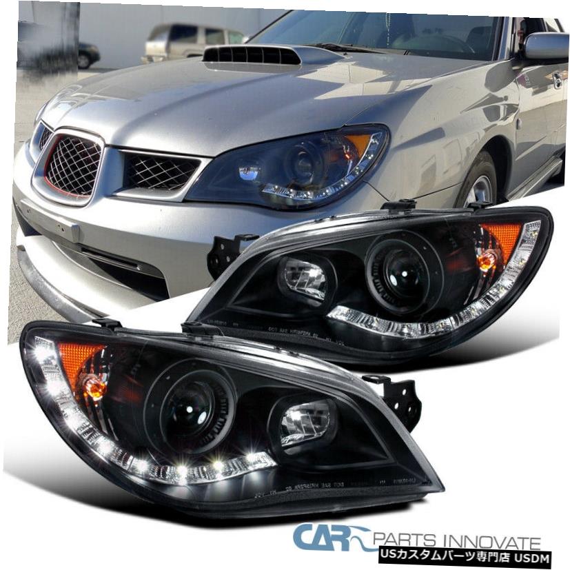 Headlight スバル06-07インプレッサWRX R8 LEDプロジェクターヘッドライトランプブラック For Subaru 06-07 Impreza WRX R8 LED Projector Headlights Lamp Black 【並行輸入品】