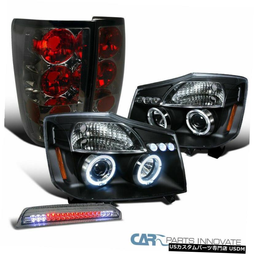 Headlight 04-15タイタンブラックLEDハロープロジェクターヘッドライト+テールライト+ 3番目のブレーキの煙 For 04-15 Titan Black LED Halo Projector Headlights+Tail Lights+3rd Brake Smoke 【並行輸入品】