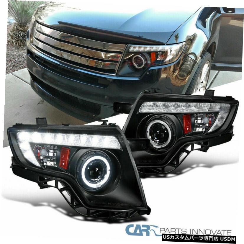 Headlight 07-10フォードエッジブラックLED DRLデュアルHaloプロジェクターヘッドライトドライビングランプペア 07-10 Ford Edge Black LED DRL Dual Halo Projector Headlights Driving Lamps Pair 【並行輸入品】