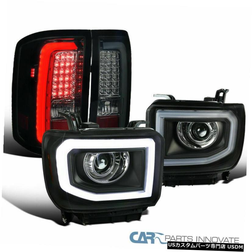 Headlight 14-17シエラブラックLEDプロジェクターヘッドライト+光沢のあるブラックLEDテールブレーキランプ用 For 14-17 Sierra Black LED Projector Headlights+Glossy Black LED Tail Brake Lamp 【並行輸入品】