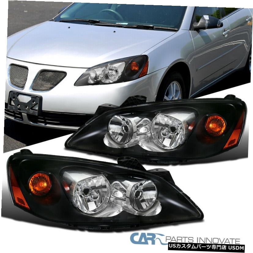Headlight ポンティアック05-10 G6ブラックヘッドライトヘッドライトコーナーターンシグナルランプペア For Pontiac 05-10 G6 Black Headlights Head Lights Corner Turn Signal Lamps Pair 【並行輸入品】