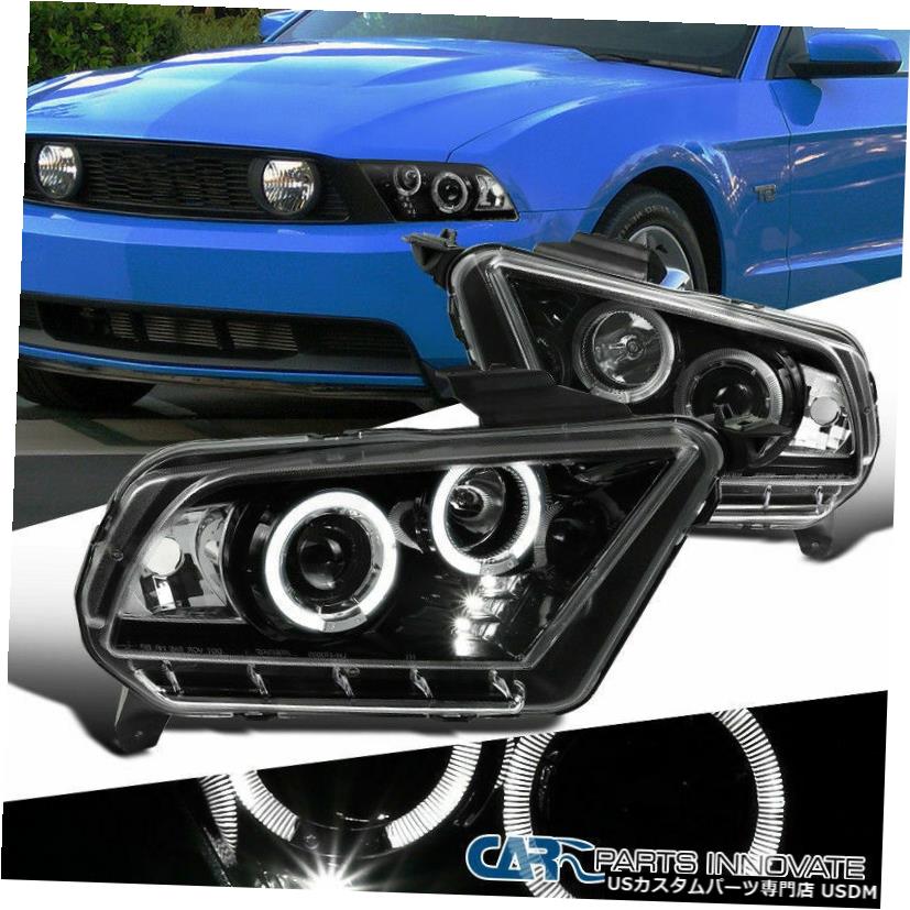 Headlight フォード10-14マスタングパールブラックLEDデュアルハロープロジェクターヘッドライトヘッドランプ Ford 10-14 Mustang Pearl Black LED Dual Halo Projector Headlights Head Lamps 【並行輸入品】