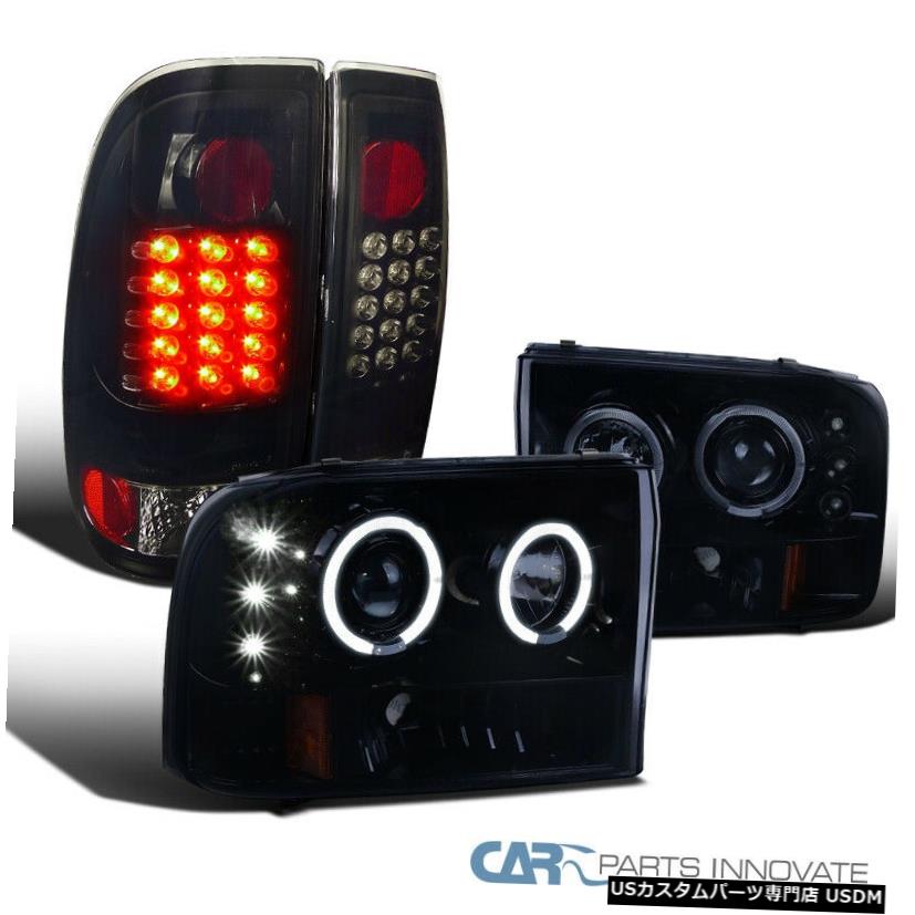 Headlight 99-04 F250 F350 SuperDuty LED Haloスモークプロジェクターヘッドライト+ LEDテールランプ用 For 99-04 F250 F350 SuperDuty LED Halo Smoke Projector Headlights+LED Tail Lamps 【並行輸入品】