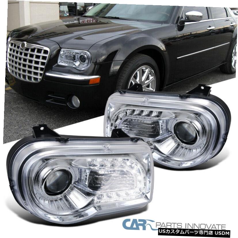 Headlight 05-10クライスラー300CクリアLEDバープロジェクターヘッドライトヘッドランプ左+右 For 05-10 Chrysler 300C Clear LED Bar Projector Headlights Head Lamps Left+Right 【並行輸入品】
