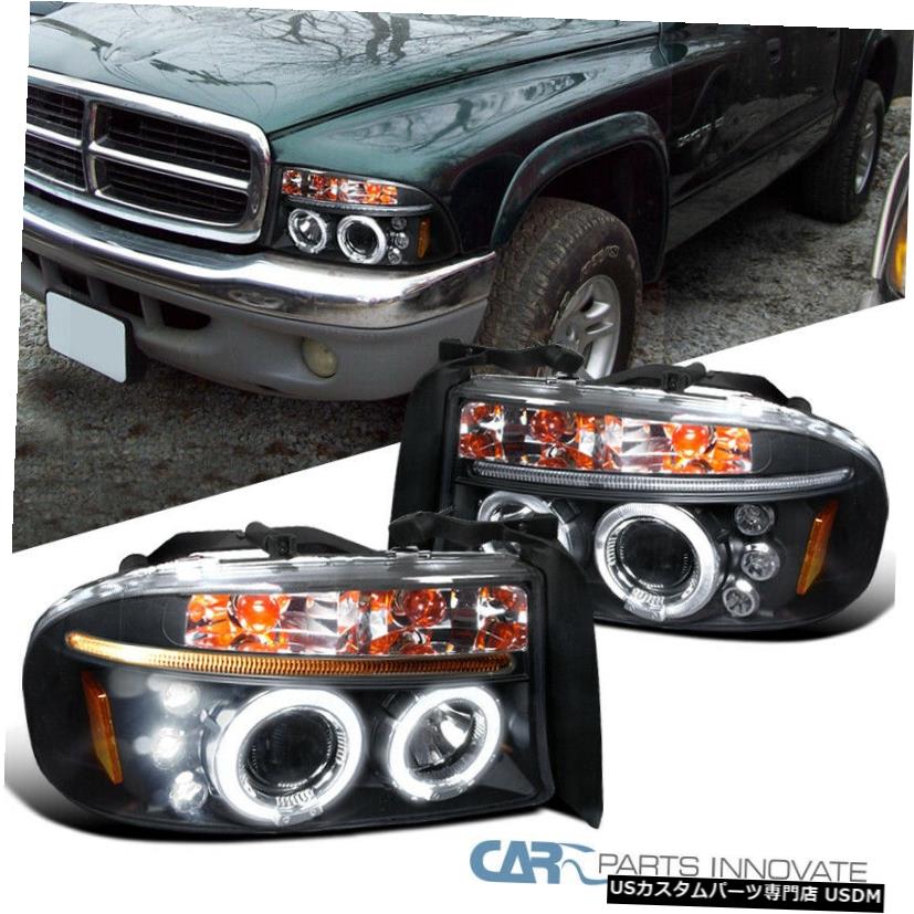 Headlight ダッジ97-04ダコタデュランゴブラックLED DRLハロープロジェクターヘッドライト左+右 For Dodge 97-04 Dakota Durango Black LED DRL Halo Projector Headlight Left+Right 【並行輸入品】｜カスタムパーツ WORLD倉庫