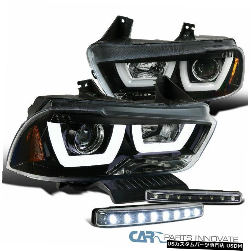 Headlight ダッジ11-14充電器パールブラックアイスプロジェクターヘッドライト+ブラック8 LEDフォグ For Dodge 11-14 Charger Pearl Black Iced Projector Headlights+Black 8-LED Fog 【並行輸入品】