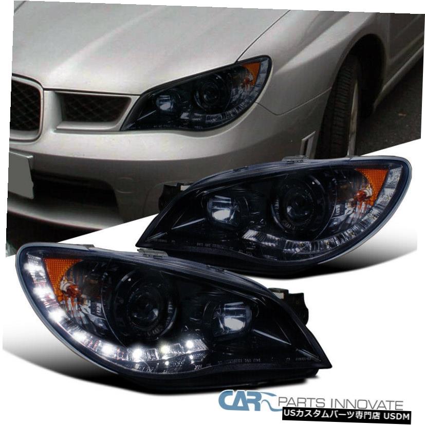Headlight スバル06-07インプレッサWRXティンテッドLED光沢のある黒いプロジェクターヘッドランプライト For Subaru 06-07 Impreza WRX Tinted LED Glossy Black Projector Head Lamps Lights 【並行輸入品】|カスタムパーツ WORLD倉庫