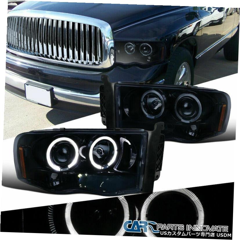 Headlight 02-05 Ram 1500 2500 3500煙LED Haloプロジェクターヘッドライト用の光沢のある黒 Glossy Black For 02-05 Ram 1500 2500 3500 Smoke LED Halo Projector Headlights 【並行輸入品】｜カスタムパーツ WORLD倉庫 107,025円