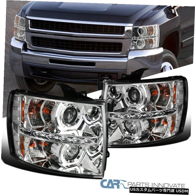 Headlight シェビー07-14シルバラードLED Uリングハロークリアプロジェクターヘッドライト左+右 For Chevy 07-14 Silverado LED U Ring Halo Clear Projector Headlights Left+Right 【並行輸入品】