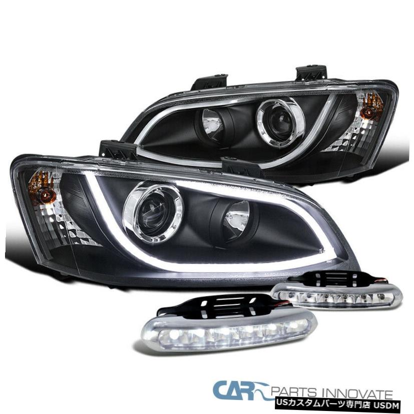 Headlight フィットポンティアック08-09 G8ブラックLED DRLプロジェクターヘッドライト+クリア6-LEDフォグランプ Fit Pontiac 08-09 G8 Black LED DRL Projector Headlights+Clear 6-LED Fog Lamps 【並行輸入品】