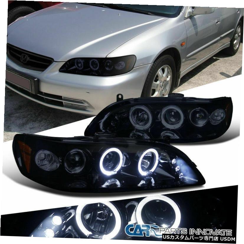 Headlight 光沢のあるブラックフィットホンダ98-02アコード2 / 4Dr着色LEDプロジェクターヘッドライトランプ Glossy Black Fit Honda 98-02 Accord 2/4Dr Tinted LED Projector Headlights Lamps 【並行輸入品】