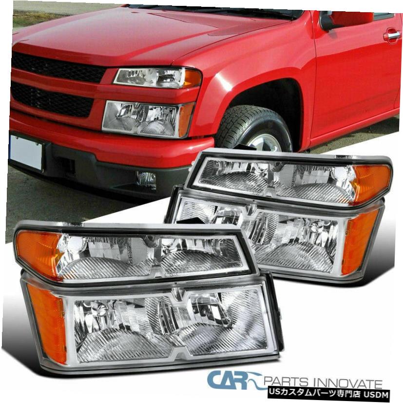 Headlight 04-12シェビーコロラドGMCキャニオンクリアヘッドライト+コーナーバンパーランプペア For 04-12 Chevy Colorado GMC Canyon Clear Headlights+Corner Bumper Lamps Pair 【並行輸入品】