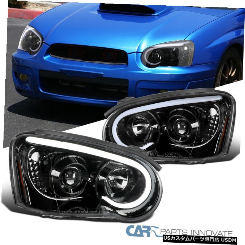 Headlight 04-05スバルインプレッサWRX LED DRLチューブパールブラックプロジェクターヘッドライト For 04-05 Subaru Impreza WRX LED DRL Tube Pearl Black Projector Headlights 【並行輸入品】