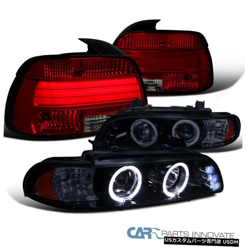 Headlight BMW 97-00 E39 5シリーズ光沢のある黒いプロジェクターヘッドライト+赤/煙LEDテール For BMW 97-00 E39 5-Series Glossy Black Projector Headlights+Red/Smoke LED Tail 【並行輸入品】