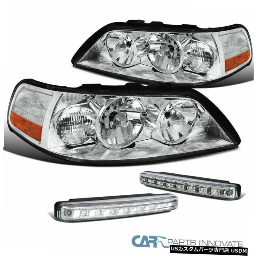 Headlight 05-11リンカーンタウンカークリアヘッドライト+クリア8 LED DRLフォグバンパードライビングランプ 05-11 Lincoln Town Car Clear Headlights+Clear 8-LED DRL Fog Bumper Driving Lamps 【並行輸入品】