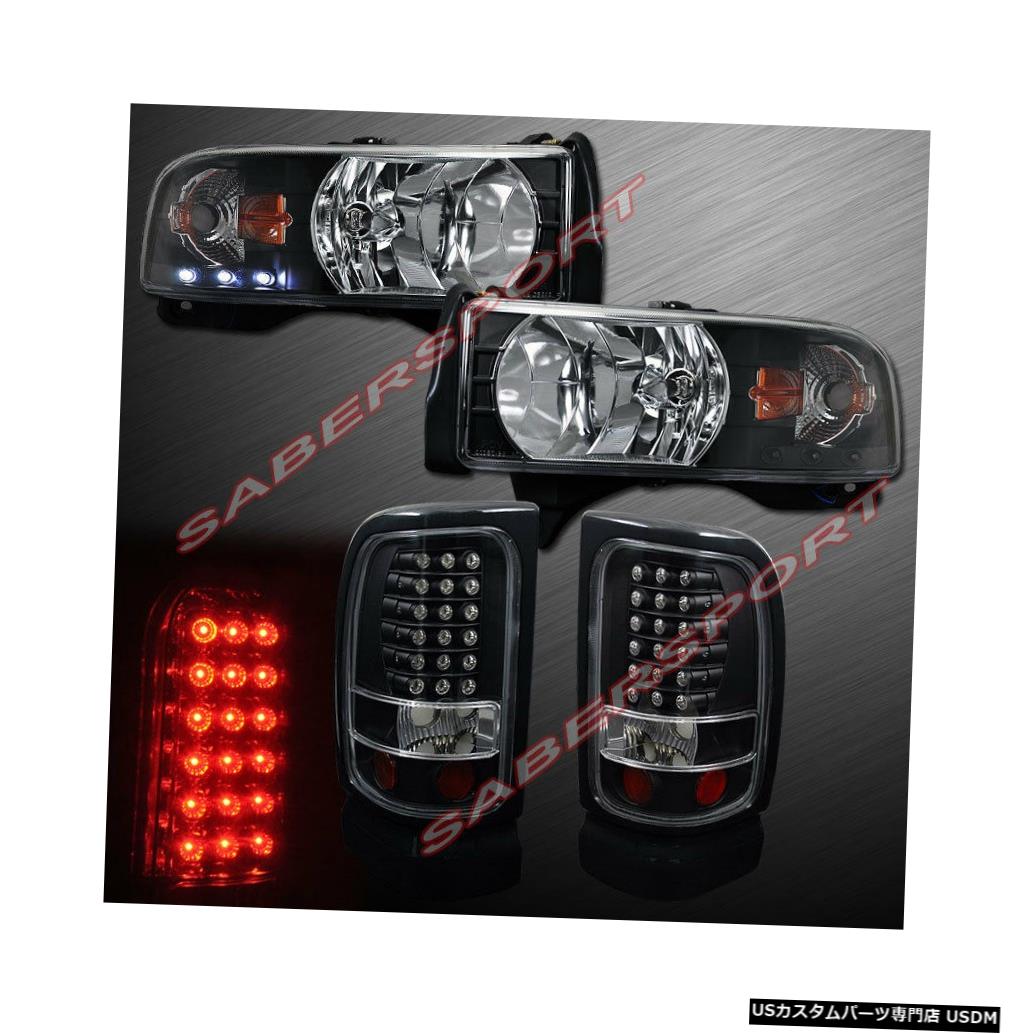Tail light 94-01ダッジラムピックアップ用ワンピーススタイルブラックヘッドライトとLEDテールライト One Pieces Style Black Headlights and LED Taillights for 94-01 Dodge Ram Pickup 【並行輸入品】
