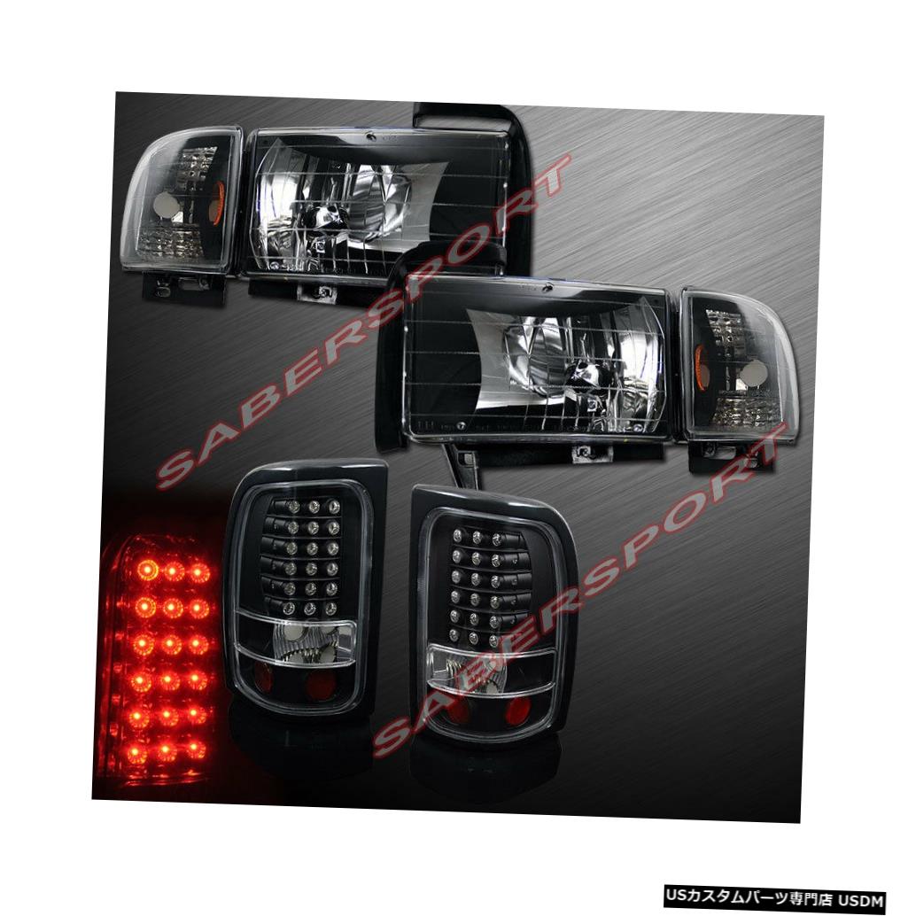 Tail light ユーロブラックヘッドライトのコンボセット+ 94-01ダッジラムピックアップ用LEDテールライト Combo Set of Euro Black Headlights + LED Taillights for 94-01 Dodge Ram Pickup 【並行輸入品】