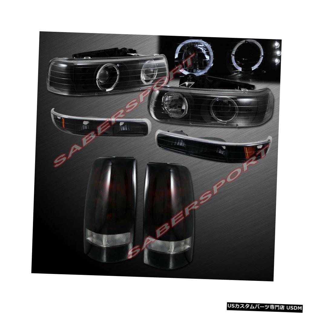 Tail light コンボブラックHaloプロジェクターヘッドライト+ 99-02シルバラード用ダークレッドテールライト Combo Black Halo Projector Headlights + Dark Red Taillights for 99-02 Silverado 【並行輸入品】
