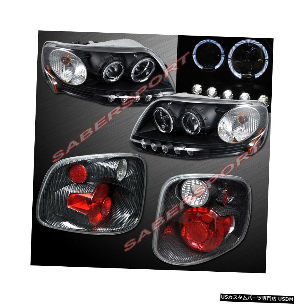 Tail light ブラックハロープロジェクターヘッドライト+ CFテールライト（01-03 F-150用、フレアサイドベッド付き） Black Halo Projector Headlights + CF Taillights for 01-03 F-150 w/ Flareside Bed 【並行輸入品】
