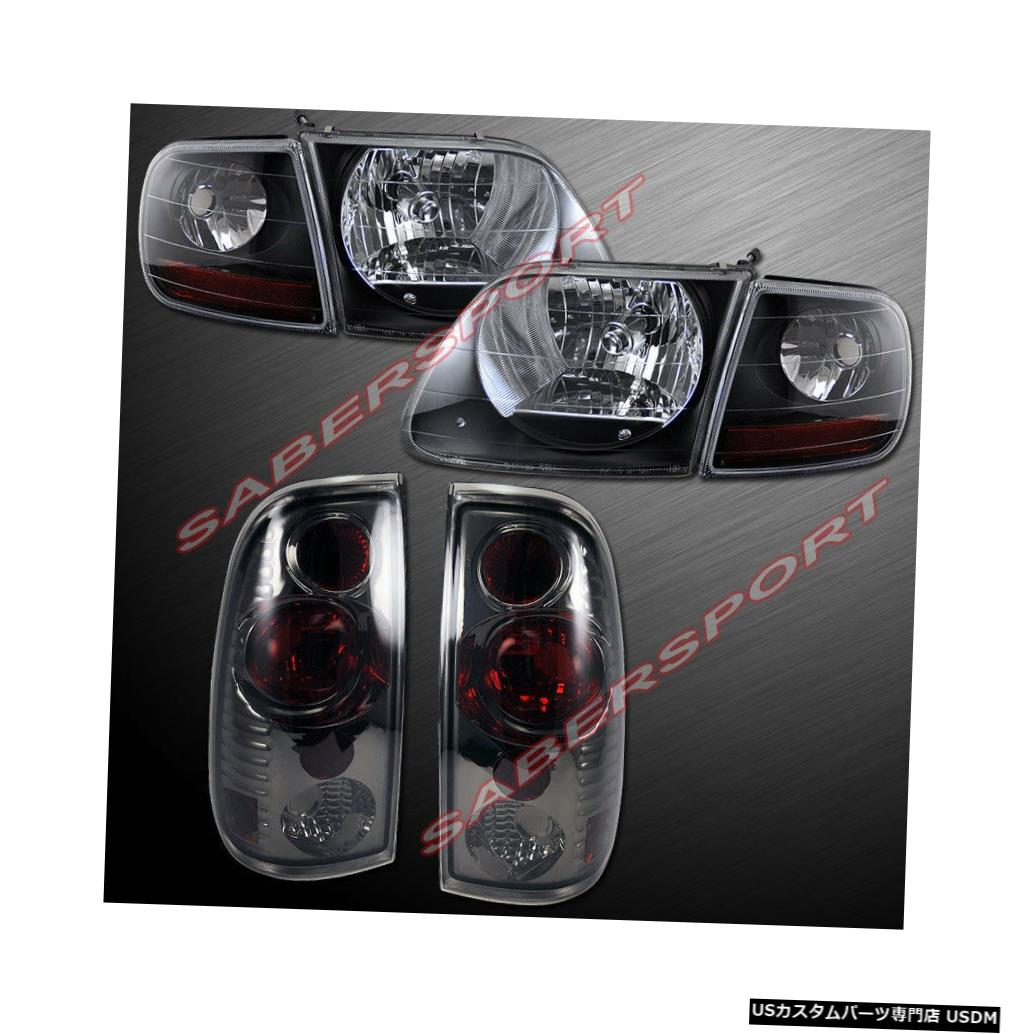 Tail light 1997.8-2003 Ford F150用のコーナー/スモークテールライト付きブラックハウジングヘッドライト Black Housing Headlights w/ Corner + Smoke Taillights for 1997.8-2003 Ford F150 【並行輸入品】