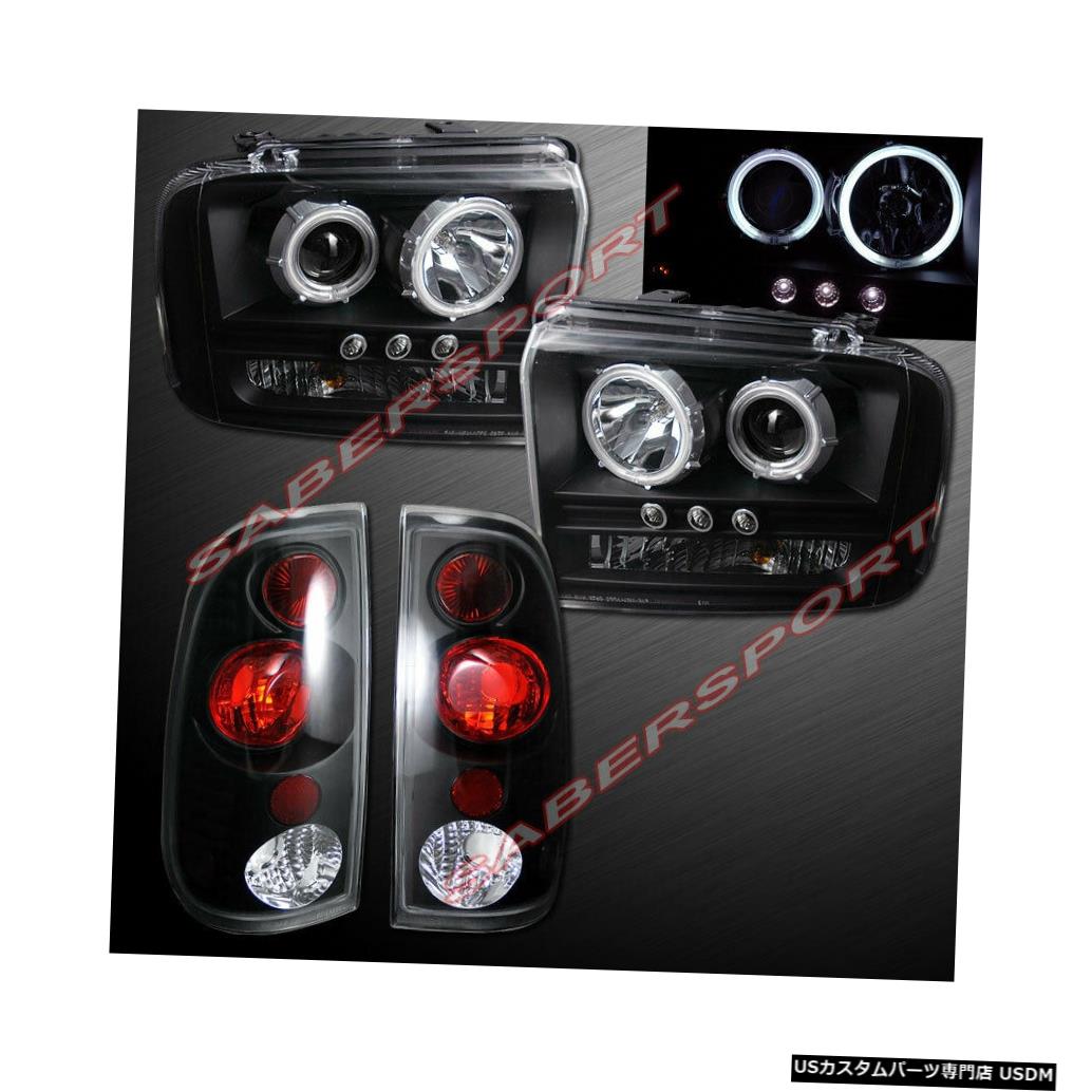 Tail light 05-07 Ford SuperDuty用ブラックハロープロジェクターヘッドライト+テールライトのセット Set of Black Halo Projector Headlights + Taillights for 05-07 Ford SuperDuty 【並行輸入品】