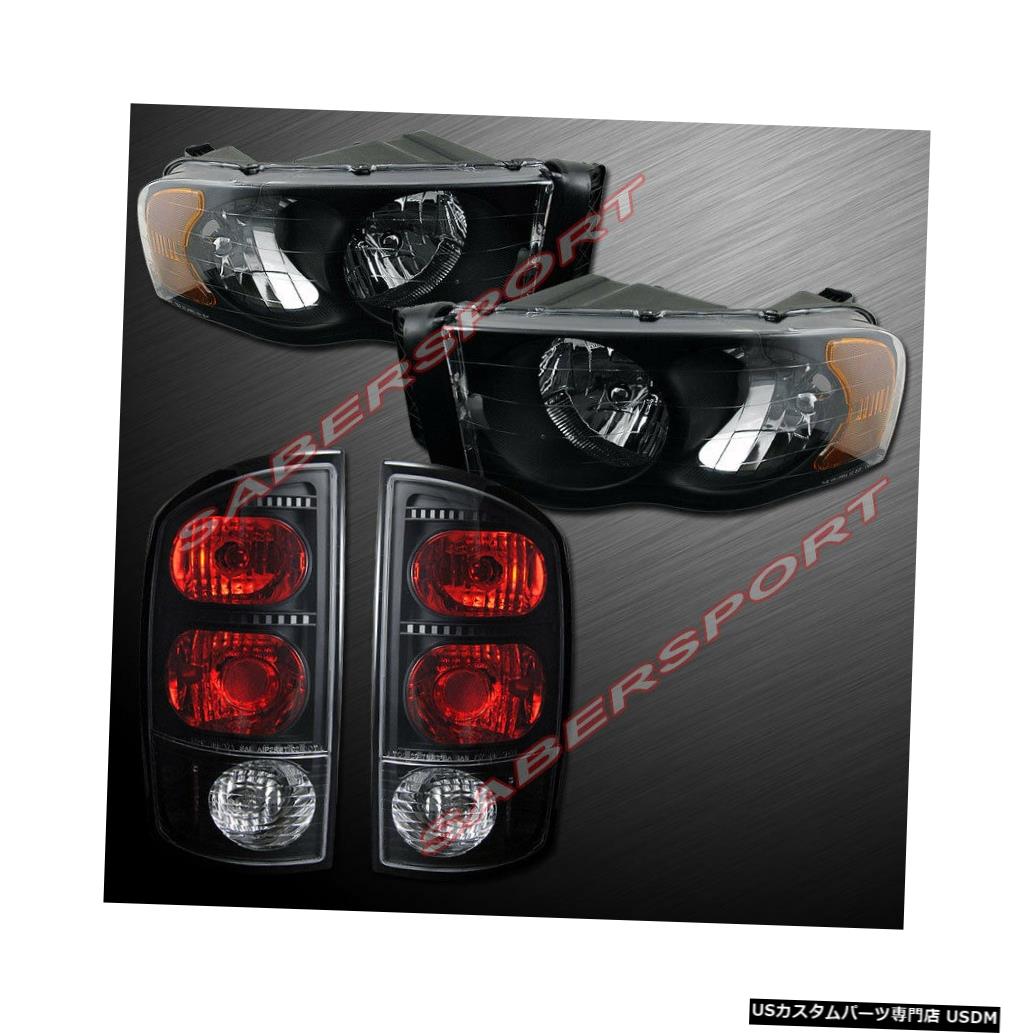 Tail light 02-05 Ram 1500および03-05 Ram 2500/3500用のブラックヘッドライト+テールライトのセット Set of Black Headlights + Taillights for 02-05 Ram 1500 and 03-05 Ram 2500/3500 【並行輸入品】
