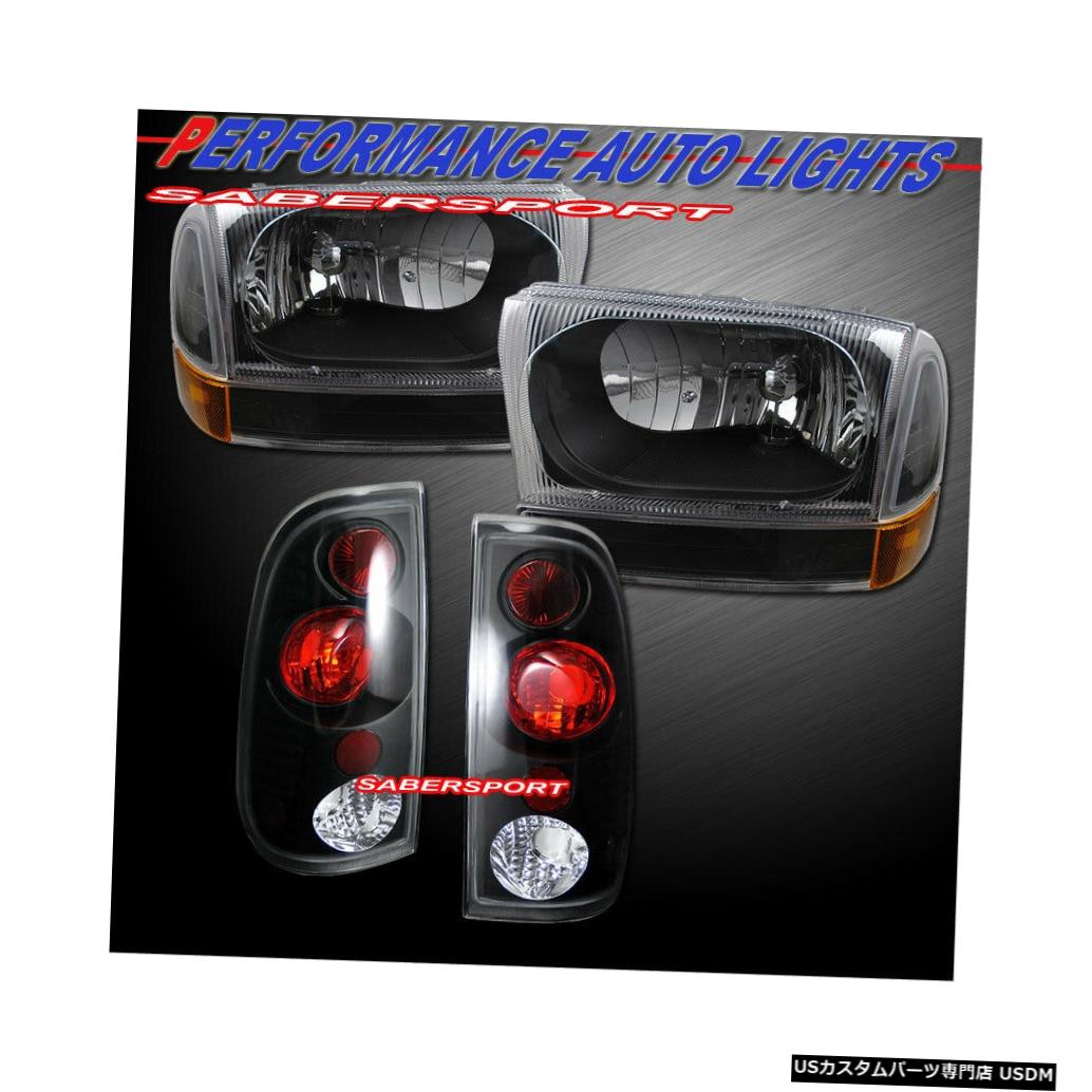 Tail light 1999-2004 F250 F350 SuperDutyのブラックヘッドライト+コーナー+テールライトのセット Set of Black Headlights + Corner + Taillights for 1999-2004 F250 F350 SuperDuty 【並行輸入品】