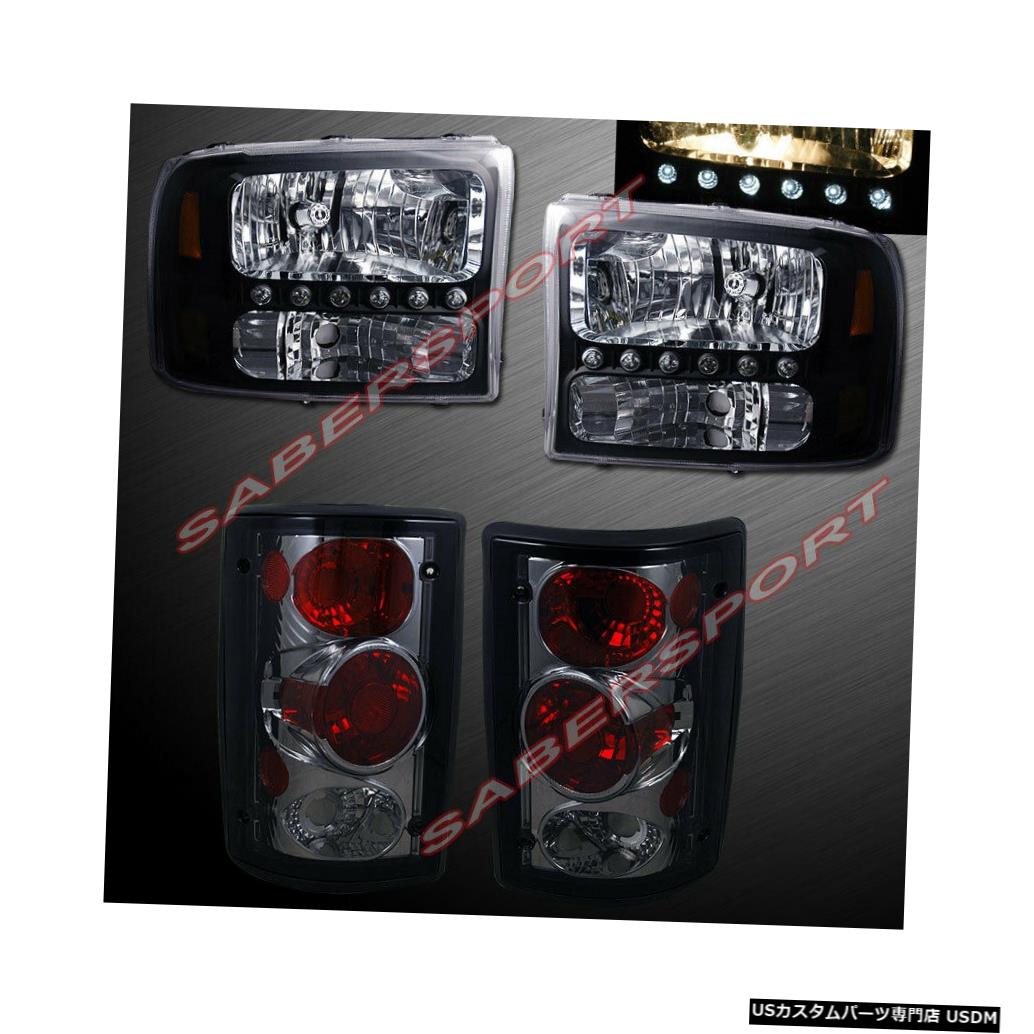 Tail light 2000-2004エクスカーション用の1ピーススタイルのブラックヘッドライト+スモークテールライトのセット Set of 1 Piece Style Black Headlights + Smoke Taillights for 2000-2004 Excursion 【並行輸入品】