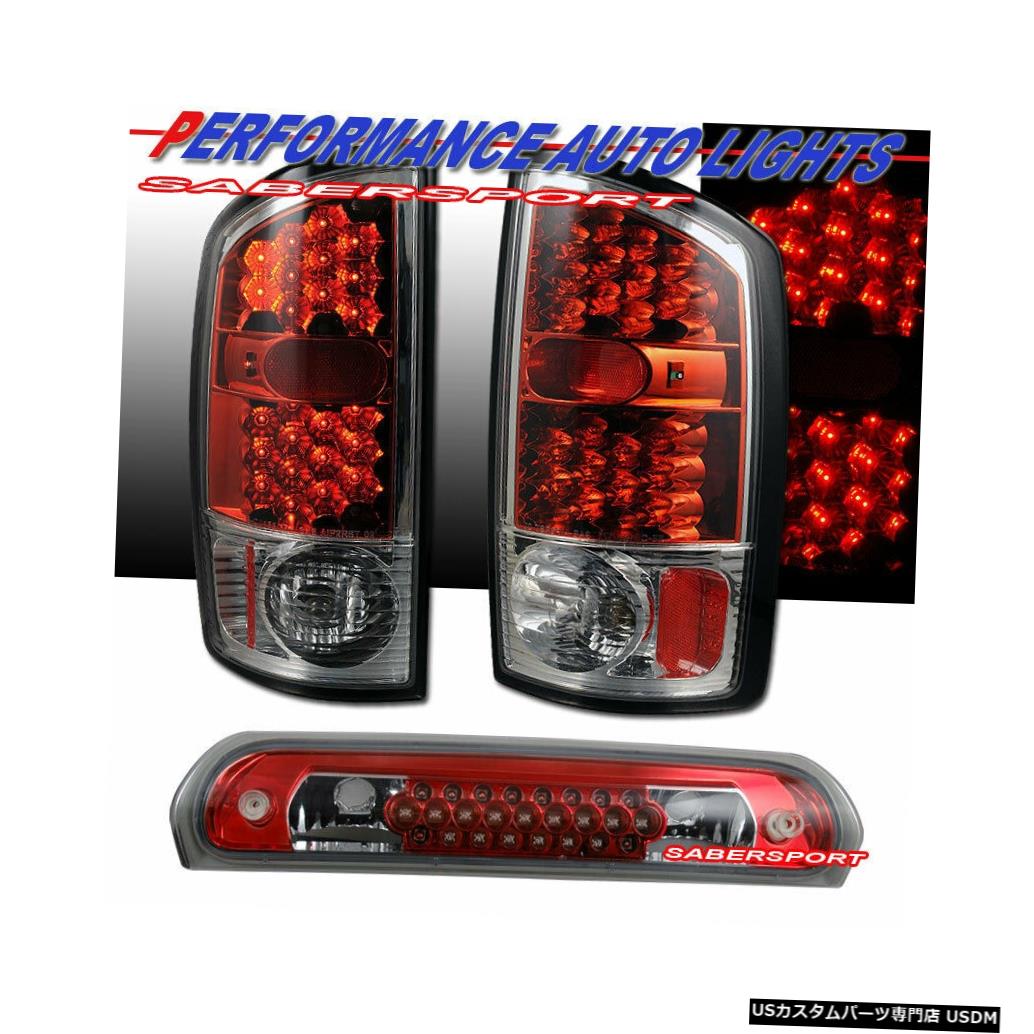 Tail light 赤いLEDテールライトのセット+ 2002-2005 Dodge Ram 1500用の第3ブレーキライト Set of Red LED Taillights + 3rd Brake Light for 2002-2005 Dodge Ram 1500 【並行輸入品】