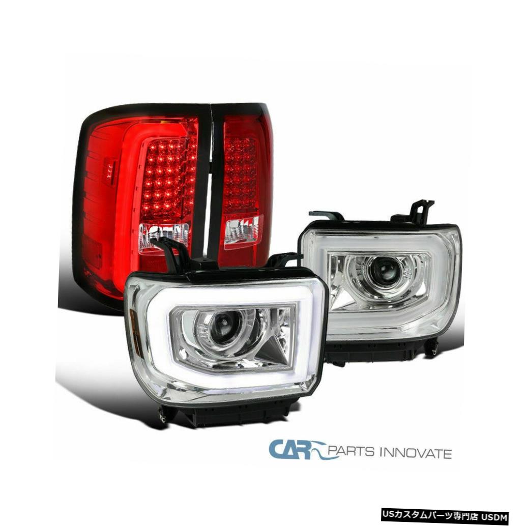 Tail light 14-17 GMCシエラクリアLEDプロジェクターヘッドライト+レッド/クリアLEDテールブレーキランプ 14-17 GMC Sierra Clear LED Projector Headlights+Red/Clear LED Tail Brake Lamps 【並行輸入品】