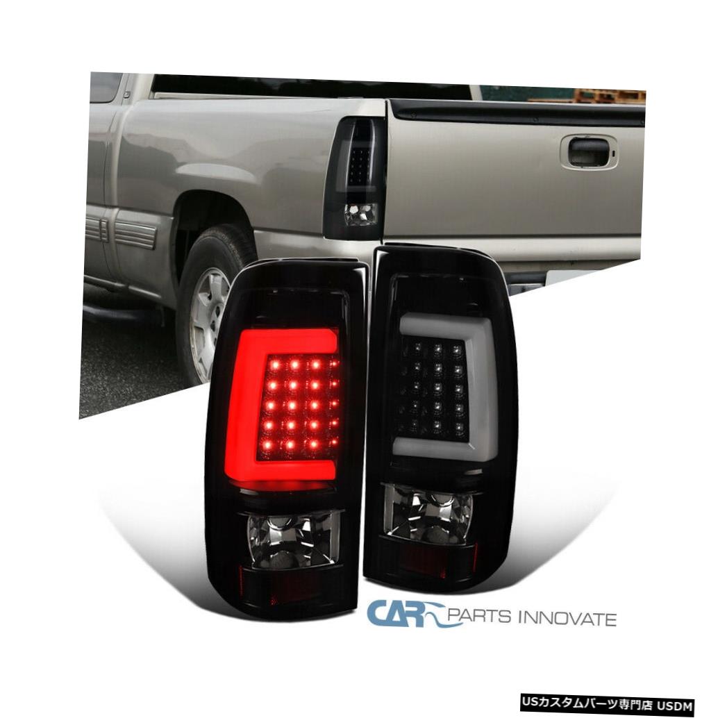 Tail light 99-02 Silverado Sierra Pickup Fleetsideの光沢のあるブラックLEDチューブテールライト用 For 99-02 Silverado Sierra Pickup Fleetside Glossy Black LED Tube Tail Lights 【並行輸入品】