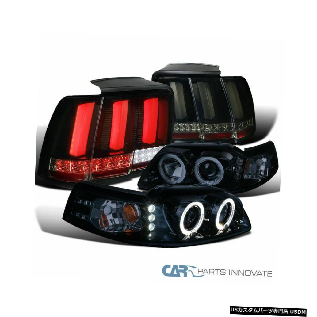 Tail light フィット99-04マスタング光沢のある黒いプロジェクターヘッドライト+煙LEDシーケンシャルテール Fit 99-04 Mustang Glossy Black Projector Headlights+Smoke LED Sequential Tail 【並行輸入品】
