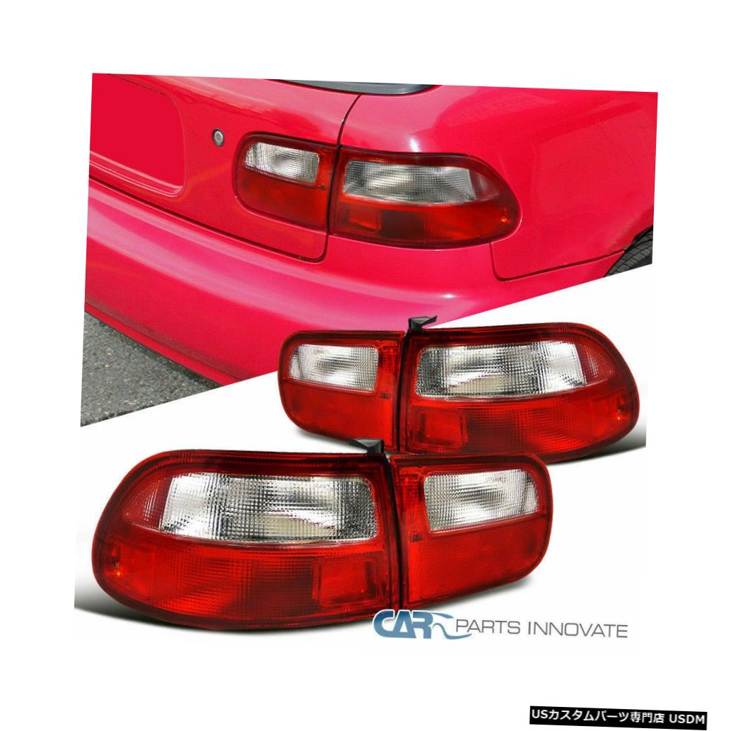 Tail light ホンダ92-95シビック3Drハッチバックテールライトブレーキストップリアランプレッドクリア For Honda 92-95 Civic 3Dr Hatchback Tail Lights Brake Stop Rear Lamps Red Clear 【並行輸入品】