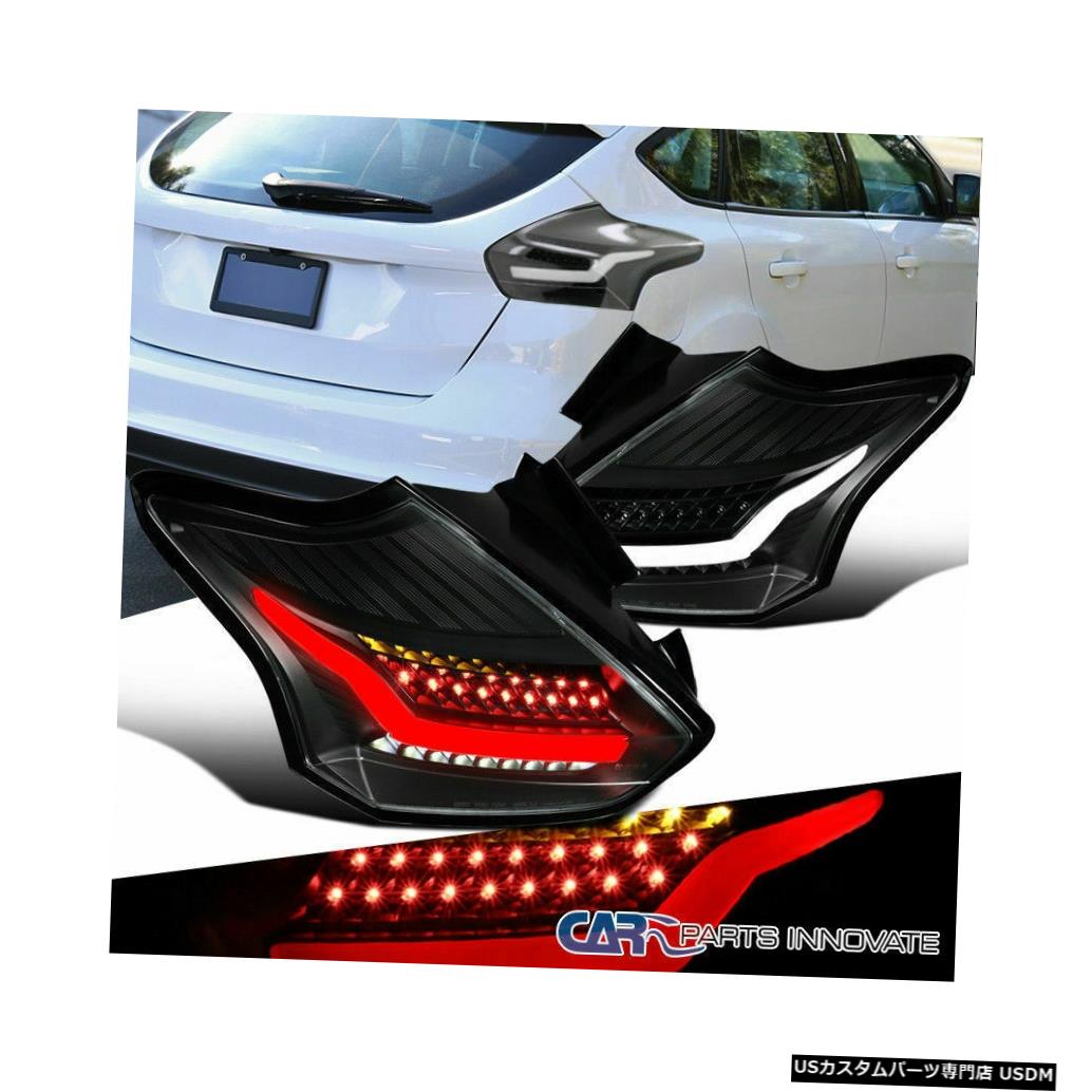 Tail light 15-18フォードフォーカスハッチバックリアテールライトブレーキランプ左+右用LEDブラック LED Black For 15-18 Ford Focus Hatchback Rear Tail Lights Brake Lamps Left+Right 【並行輸入品】