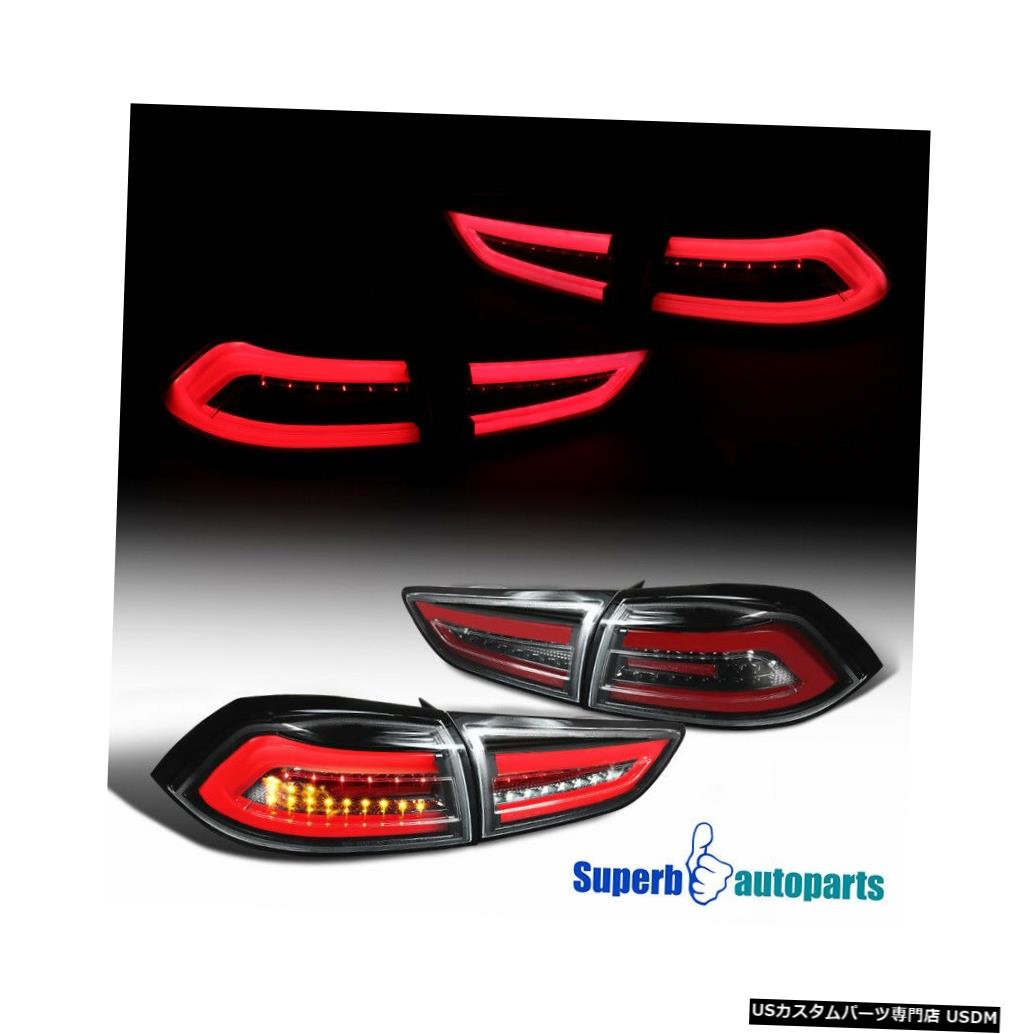 Tail light 2008-2017三菱ランサーシャイニーブラックフルLEDブレーキランプテールライト For 2008-2017 Mitsubishi Lancer Shiny Black Full LED Brake Lamps Tail Lights 【並行輸入品】