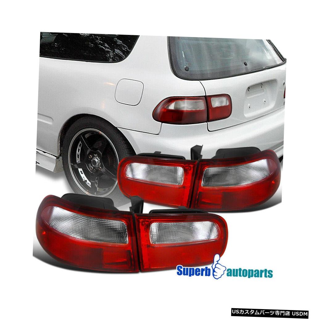 Tail light 1992-1995ホンダシビック2Drハッチバックテールライトブレーキランプレッド/クリア For 1992-1995 Honda Civic 2Dr Hatchback Tail Lights Brake Lamps Red/Clear 【並行輸入品】