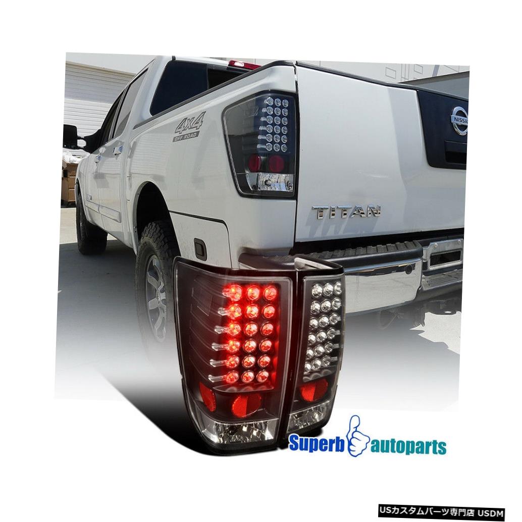 Tail light 2004-2015 Titan LEDテールライトブレーキランプブラックペアの交換用 For 2004-2015 Titan LED Tail Lights Brake Lamp Black Pair Replacement 【並行輸入品】