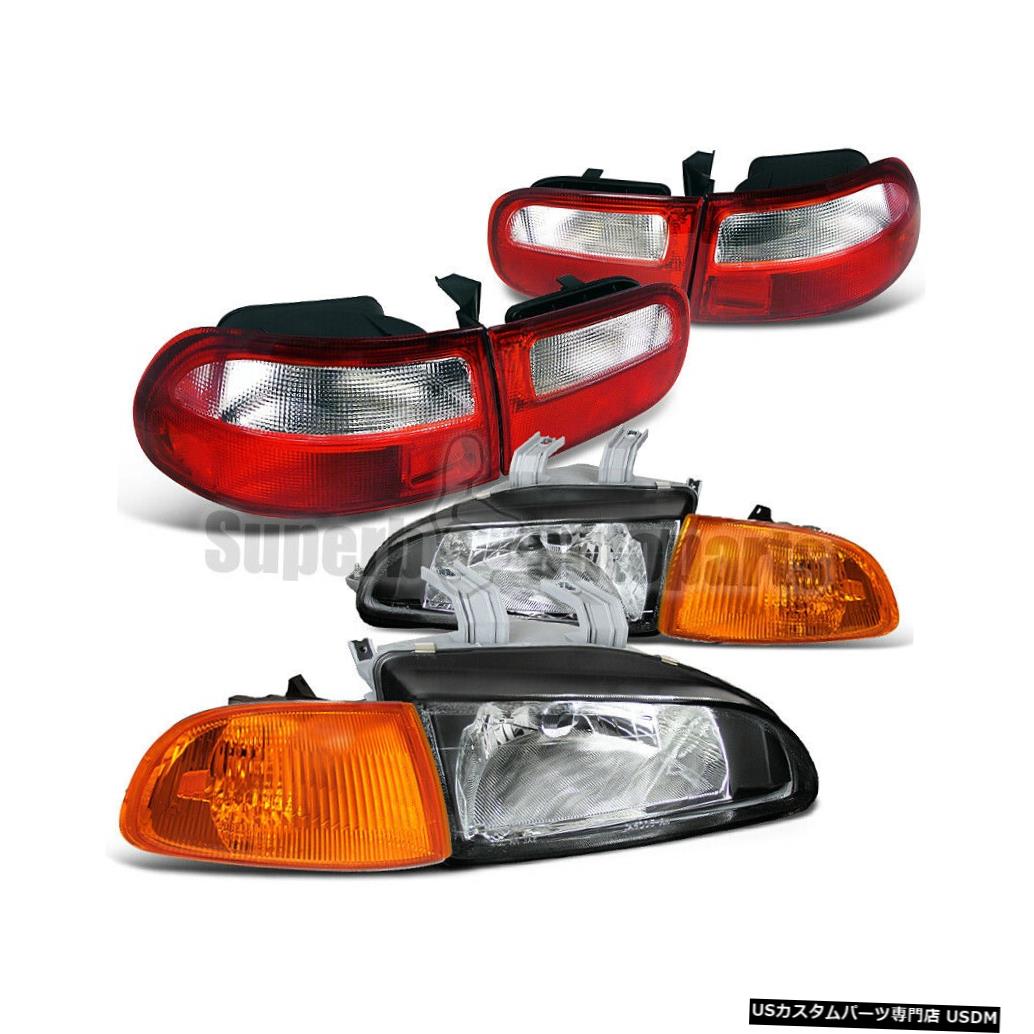 Tail light 1992-1995 Civic 3Drヘッドライトブラック+コーナー+テールライトレッド For 1992-1995 Civic 3Dr Headlight Black+Corner+Tail Lights Red 【並行輸入品】
