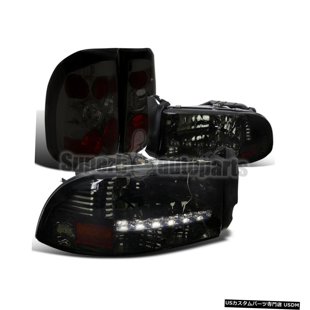 Tail light 1997-2004のダッジダコタSMD LED DRLヘッドライト+テールライトブレーキランプスモーク For 1997-2004 Dodge Dakota SMD LED DRL Headlights+Tail Lights Brake Lamp Smoked 【並行輸入品】