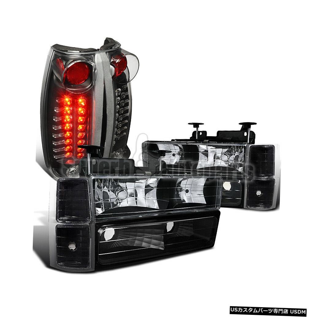 Tail light 1994?1998年のシルバラードブラックヘッドライト+バンパーコーナー+ブラックLEDテールライト For 1994-1998 Silverado Black Headlights+Bumper Corner+Black LED Tail Lights 【並行輸入品】