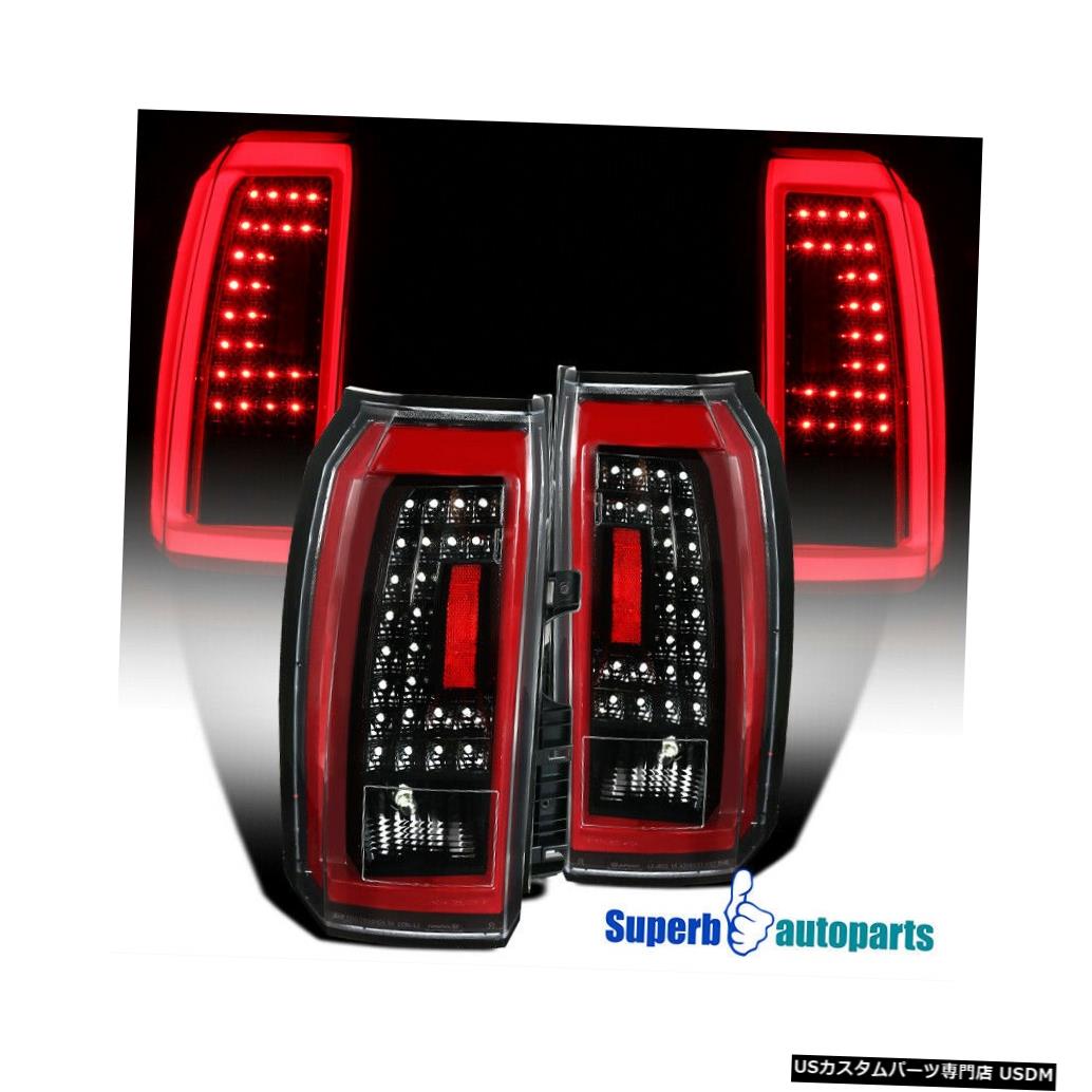 Tail light 2015-2018ユーコンXLシャイニーブラックLEDテールライトランプLEDランニングチューブ付き For 2015-2018 Yukon XL Shiny Black LED Tail Lights Lamps W/ LED Running Tube 【並行輸入品】