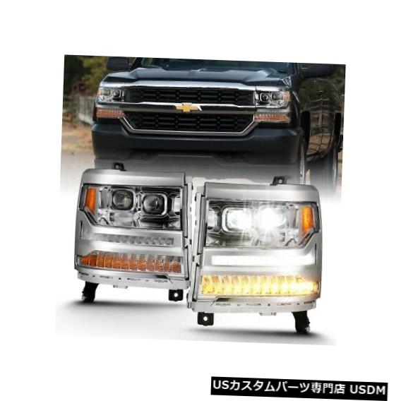 ヘッドライト Anzo 111421 LEDプロジェクターヘッドライトクロームw /アンバー16-18シルバラード1500 NEW Anzo 111421 LED Projector Headlight Chrome w/Amber For 16-18 Silverado 1500 NEW 【並行輸入品】|カスタムパーツ WORLD倉庫