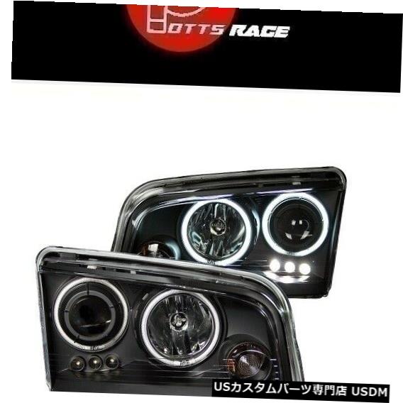 ヘッドライト Anzo Black CCFL Halo Projector Headlights Parking LEDs Fits 06-10 Dodge Charger 【並行輸入品】