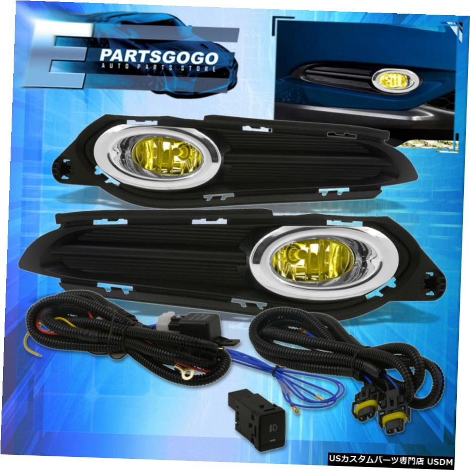 16 17 18ホンダHRV HRVフロントバンパードライビングイエローフォグランプランプ+電球 For 16 17 18 Honda HR-V HRV Front Bumper Driving Yellow Fog Lights Lamps + Bulbs 【並行輸入品】