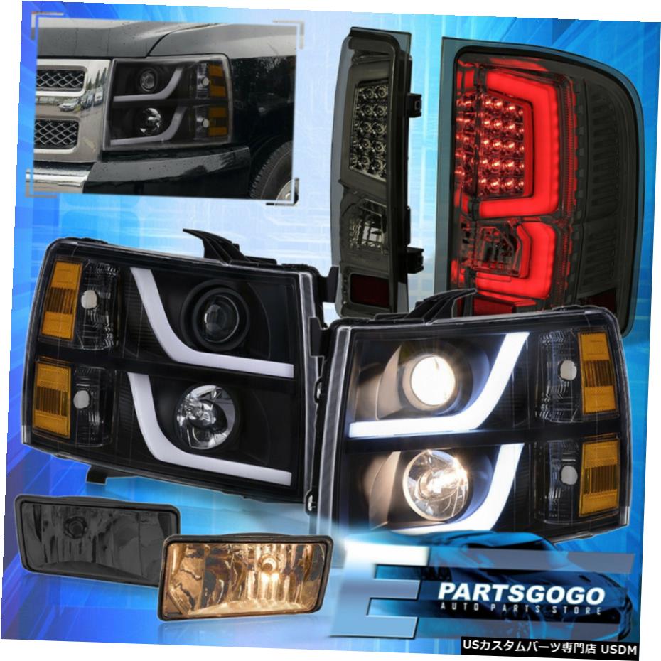 7月13日シルバラードブラックアンバーDRLヘッドライトをLedテールのためにスモークフォグランプを点灯 For 07-13 Silverado Black Amber Drl Headlights Led Tail Lights Smoked Fog Lamps 【並行輸入品】