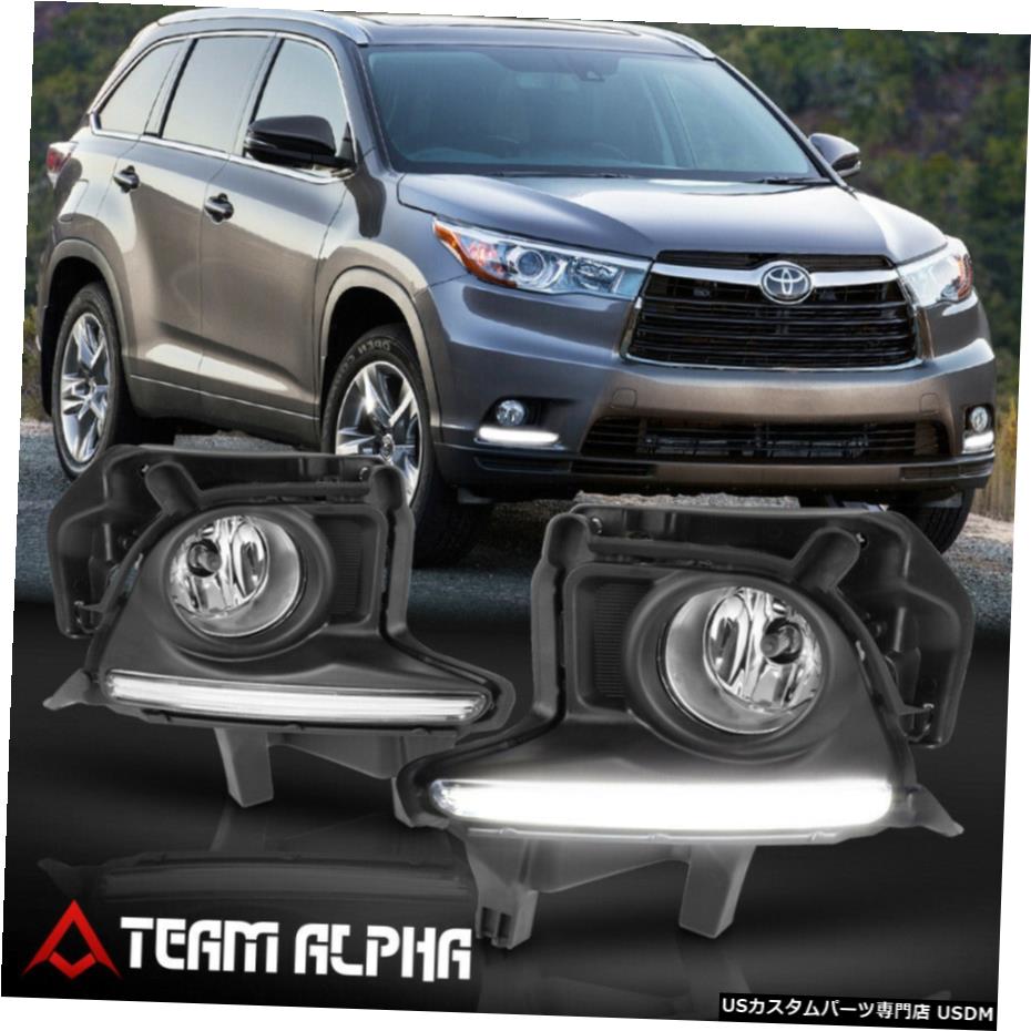 フィット2014-2016トヨタ・クルーガークリア{LED DRL}フォグライトW /スイッチ+ハーネス+ベゼル Fits 2014-2016 Toyota Highlander Clear{LED DRL}Fog Light w/Switch+Harness+Bezel 【並行輸入品】
