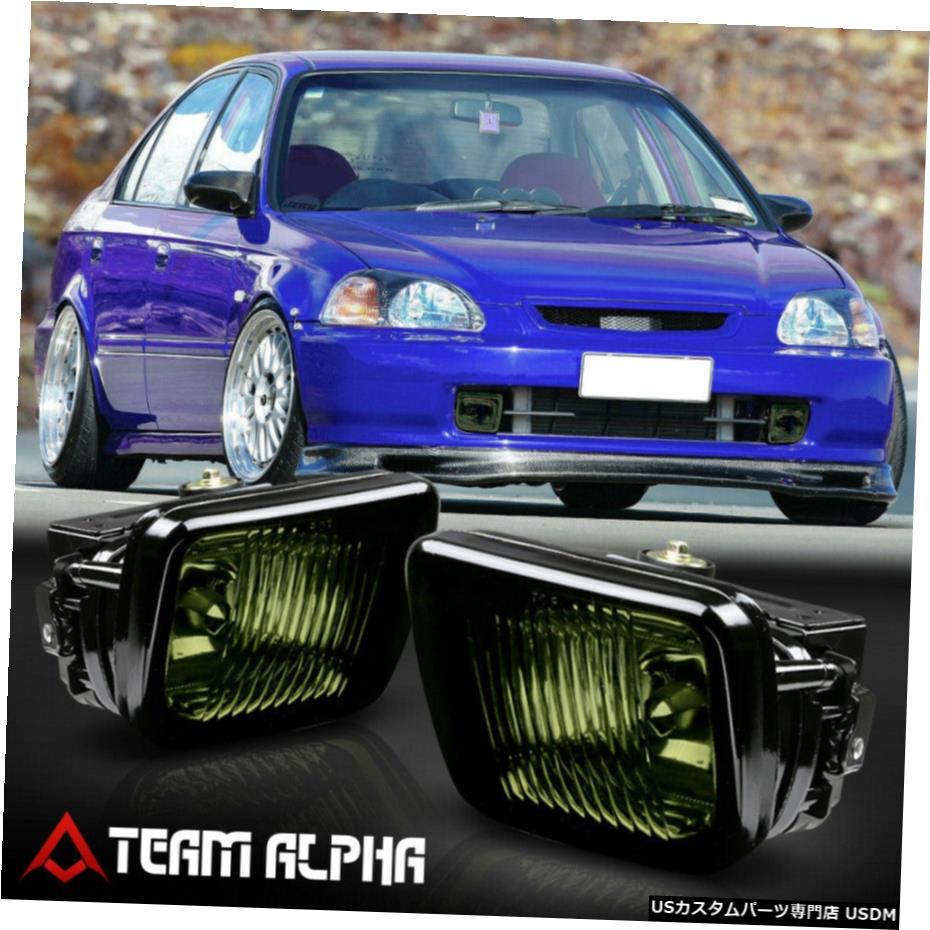 はめあい1996-1998ホンダシビック[スモーク]バンパーフォグライトドライビングランプワット/スイッチ+ハーネス Fits 1996-1998 Honda Civic[Smoke]Bumper Fog Light Driving Lamp w/Switch+Harness 【並行輸入品】
