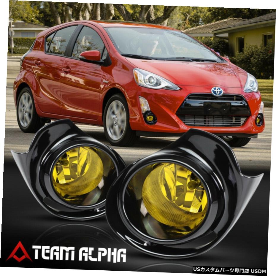 はめあい2015-2018トヨタプリウスC [イエロー]バンパーフォグライトランプワット/スイッチ+ワイヤー+ベゼル Fits 2015-2018 Toyota Prius C [Yellow] Bumper Fog Light Lamp w/Switch+Wire+Bezel 【並行輸入品】