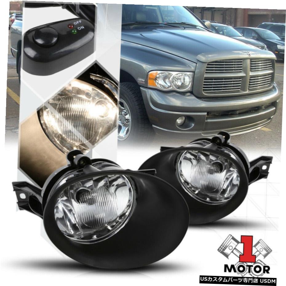 クリスタルクリアフォグランプバンパーランプワット/ 02から09ダッジラム用スイッチ+ブラックベゼル Crystal Clear Fog Light Bumper Lamps w/Switch+Black Bezel for 02-09 Dodge Ram 【並行輸入品】
