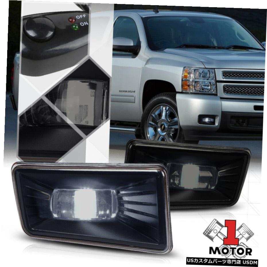 7月18日GMCシエラ/ユーコン/シルバラード用/ wスイッチ6000KハイパワーLEDフォグライトスモーク Smoke 6000K Hi-Power LED Fog Light w/Switch for 07-18 GMC Sierra/Yukon/Silverado 【並行輸入品】